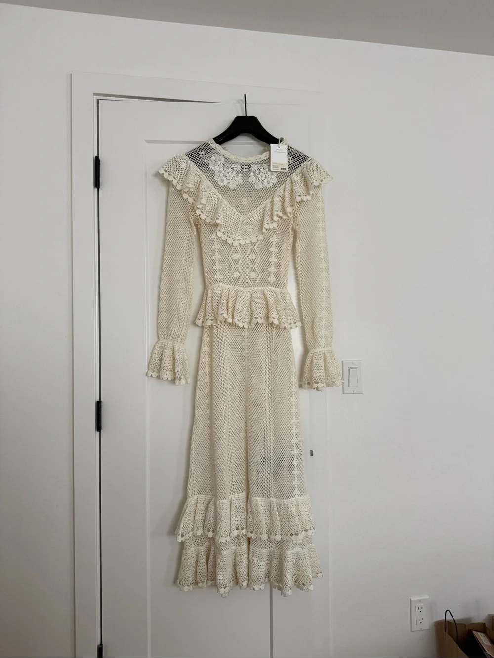zimmermann allia crochet dress Crochet-knit cotton maxi dress - navy